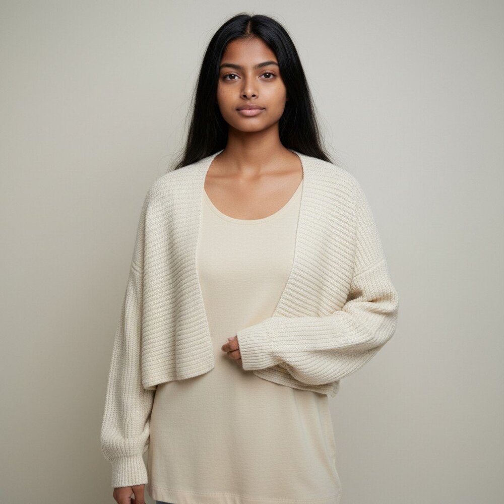 Forever 21 cropped sweater shrug off white size small - Picture 2 of 6